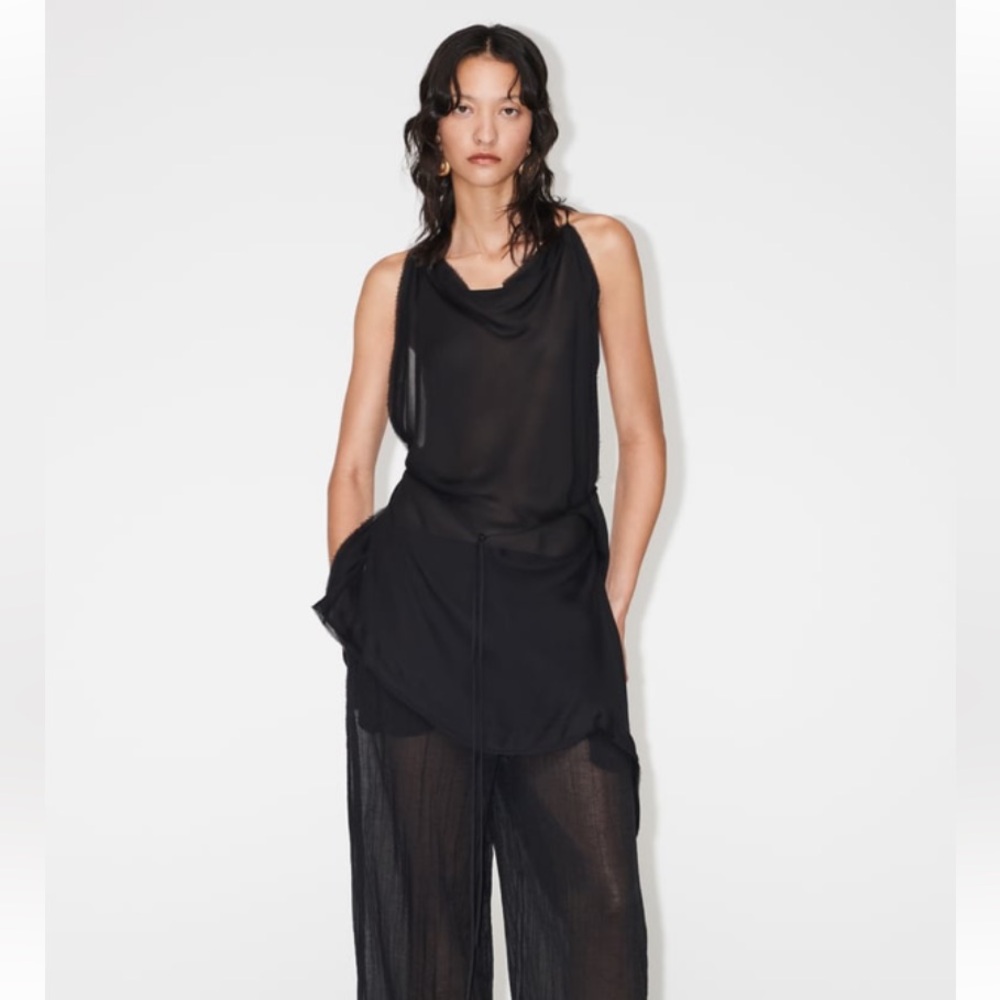 Zara Semi Sheer Asymmetric Top